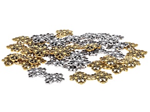 Antique Silver & Gold Double Connector Set of 24