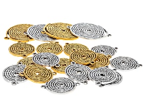 Antique Silver & Gold Tone Spiral Connector Set of 20