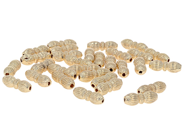 Gold Tone Line Texture Bead Set of 30