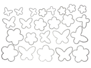 Stainless Steel Assorted Size Textured Butterfly & Flower Link Set of 24