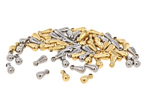 Stainless Steel & 18K Gold Over Stainless Steel 3x7mm Teardrop Charm Set of 60