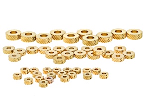 18K Gold Over Stainless Steel Assorted Size Twill Texture Spacer Bead Set of 50