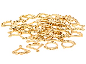 Gold Tone Multi-Shape Earring Component Set of 40