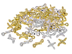 Silver & Gold Tone 7x11mm Star Shape Connector Set of 80