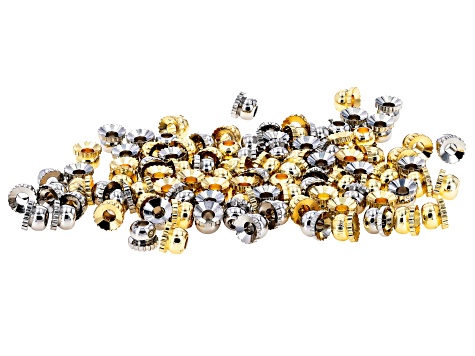 Rhodium Over Brass & 18K Gold Over Brass 4x3mm End Bead Set of 100