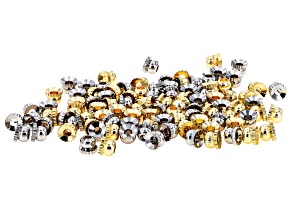 Rhodium Over Brass & 18K Gold Over Brass 4x3mm End Bead Set of 100