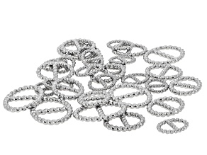 Stainless Steel Rope Textured Oval Links in Assorted Sizes Set of 30