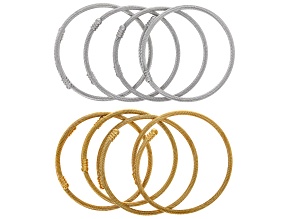 Stainless Steel & 18k Gold Over Stainless Steel 60x3mm Bracelet Set of 8