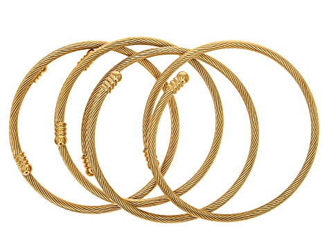 Stainless Steel & 18k Gold Over Stainless Steel 60x3mm Bracelet Set of 8