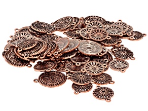 Copper Rose Tone 18mm & 25mm Round Connector Set of 90