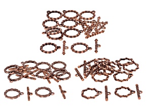 Copper Rose Tone Toggle Clasp Trio Set of 30
