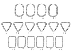 Stainless Steel Triangle, Rectangle, & Oval Earring Lever Back with Jump Ring Set of 16