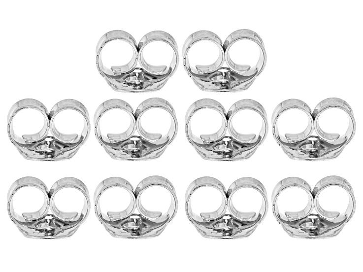 Rhodium Over Sterling Silver 5mm Butterfly Earring Backs Set of 5