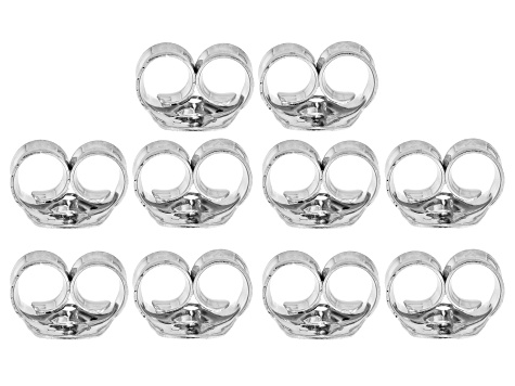 Rhodium Over Sterling Silver 5mm Butterfly Earring Backs Set of 5