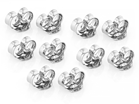 Rhodium Over Sterling Silver 5mm Butterfly Earring Backs Set of 5