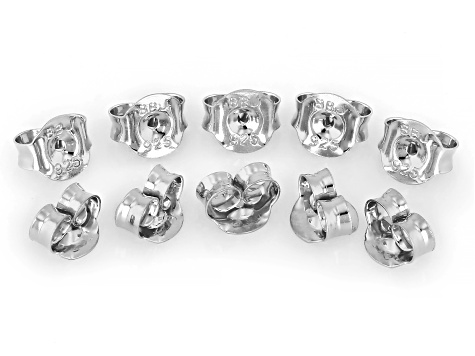 Rhodium Over Sterling Silver 5mm Butterfly Earring Backs Set of 5