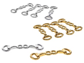 Silver & Gold Tone 50x15x10mm Circle Buckle Connector Set of 10