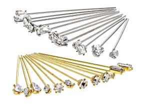 Silver & Gold Tone Crystal Headpin Set of 24