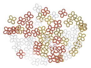 Silver, Gold, & Rose Gold Tone 8x8mm Textured Connector Set of 60