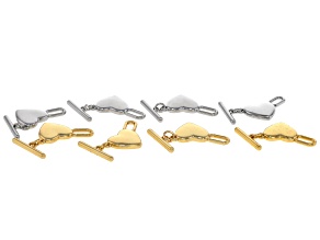 Silver & Gold Tone 20mm Heart Toggle Clasp Set of 8