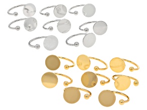 Silver & Gold Tone Adjustable Ring Finding for Cabochons Set of 16
