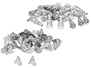 Stainless Steel Floral Filigree Bead Cap in Two Sizes Set of 80