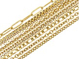 Gold Over Stainless Steel Assorted Style 18" Finished Chain with 2" Extender Set of 10
