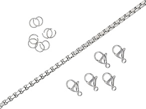 Stainless Steel Unfinished Chain, Jump Ring, & Clasp Set of 13