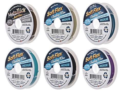 Soft Flex Multicolor .019" Bead Stringing Wire Set of 6 Total of 60 Feet