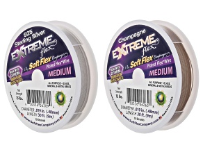 Soft Flex Extreme Flex Champagne & Sterling Silver Color .019" Beading Wire Total of 60 Feet