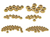 18K Gold Over Stainless Steel Silicone Slider Bead Findings in 6 Sizes Appx 100 Pieces Total