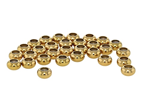 18K Gold Over Stainless Steel Silicone Slider Bead Findings in 6 Sizes Appx 100 Pieces Total
