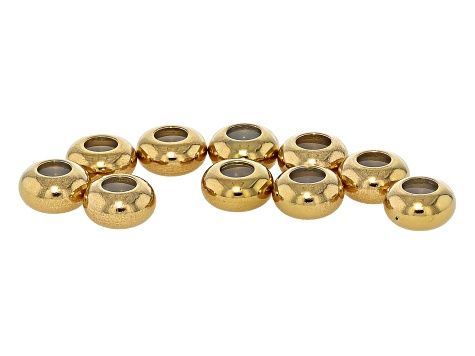 18K Gold Over Stainless Steel Silicone Slider Bead Findings in 6 Sizes Appx 100 Pieces Total