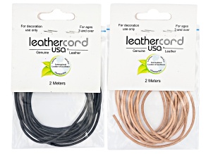 Natural & Black 2mm Leather Cord Set of 2 Total of 4 Meters