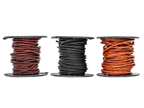 Natural Black, Light Brown, &  Antique Brown 1.5mm Round Leather Cord Set Total of 15 Meters