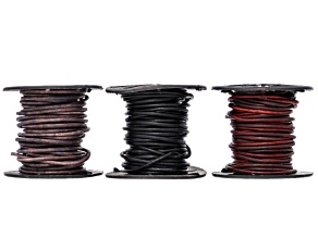 Natural Black, Gray, & Antique Brown 1.5mm Round Leather Cord Set Total of 15 Meters