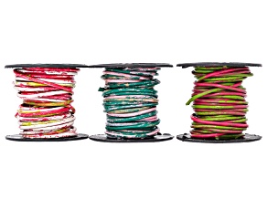 Blossom Mist, Forest Splash, & Dragonfruit Splash 1.5mm Round Leather Cord Set Total 15 Meters