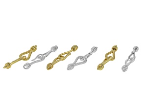 Gold & Silver Tone 18mm+17.5mm Hook & Loop Jewelry Clasp Set of 6