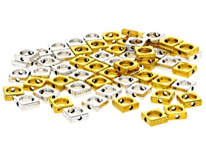 Gold & Silver Tone 8mm Square Bead Frame Set of 60