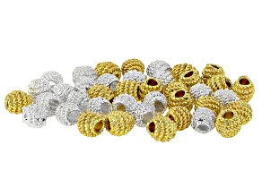 Gold & Silver Tone 8mm Braided Texture Spacer Bead Set of 40
