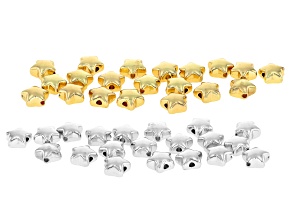 Gold & Silver Tone 9mm Star Spacer Bead Set of 40