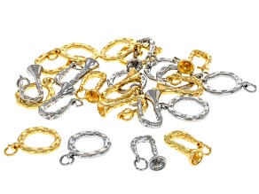 Gold & Silver Tone 20x10x7mm+17mm Hook Clasp with Bead Cap Set of 12