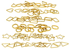18k Gold Over Stainless Steel  Assorted Shape Open Jump Ring Set of 90