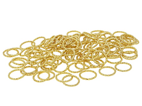 Gold Tone Diamond Cut Jump Rings in Assorted Sizes Set of 350