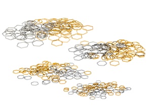 Gold & Silver Tone Hexagon Diamond Cut Link in Assorted Sizes Set of 320