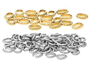 Stainless Steel & 18k Gold Over Stainless Steel 6x8mm Pinch Bail Set of 90