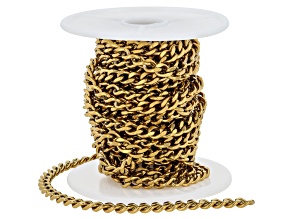 18K Gold Over Stainless Steel 6x5mm Cuban Link Unfinished Chain Total of 4 Meters