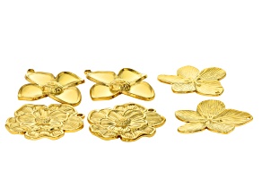 18K Gold Over Stainless Steel Flower Pendant Set of 6