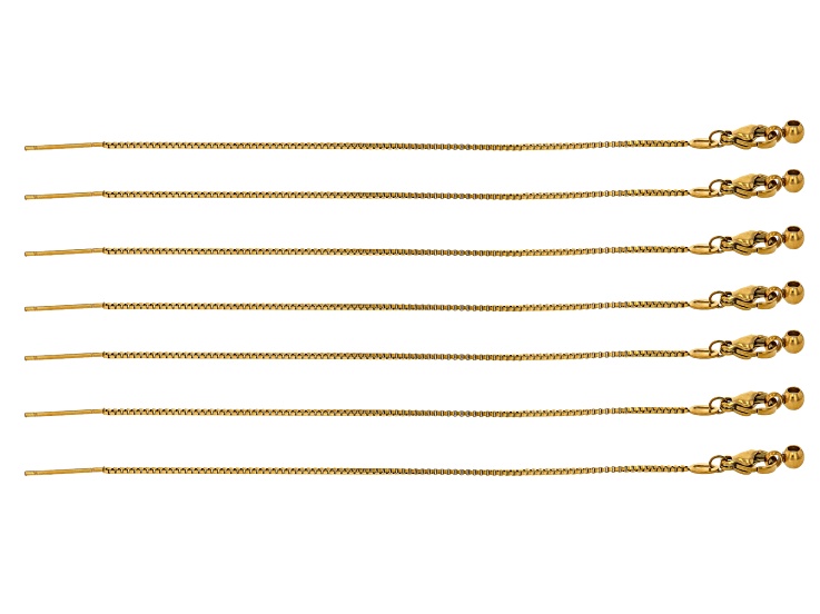 18K Gold Over Stainless Steel 1mm Adjustable Slider Bracelet Finding Set of 7