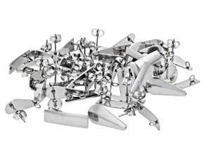 Stainless Steel Rectangle & Teardrop Earring Finding Stud with Hidden Jump Ring Set of 96